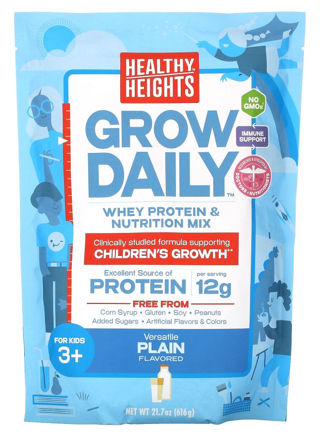 Grow Daily Whey Protein & Nutrition Mix For Kids 3+ Plain 21.7 oz (616 g)