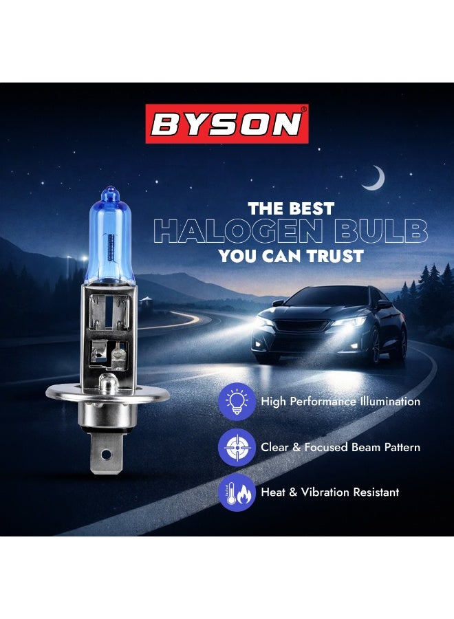 BYSON S/W H1 Halogen Headlight Bulb, 12V 55W Super White Car Light, Ultra Bright Beam with Long Life Performance, Premium Auto Lamp for Night Driving, Clear Vision and Fog Lamp Safety - Image 4