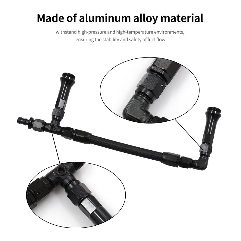 Braided AN6 Dual Feed Carb Fuel Line Double Pump Aluminum Alloy Replacement for 4150 Holley Carburetor 7/8''-20 Thread - Image 3