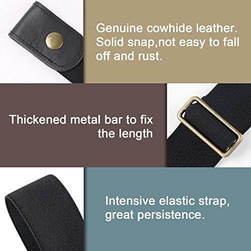 WERFORU No Buckle Show Belt for Men Buckle Free Stretch Belt for Jeans Pants 1.38 Inches Wide Father's Day Gift, Black, Pants Size 44-64 Inches - Image 3