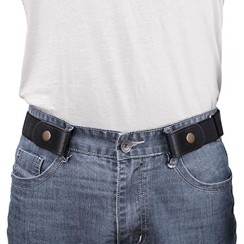 WERFORU No Buckle Show Belt for Men Buckle Free Stretch Belt for Jeans Pants 1.38 Inches Wide Father's Day Gift, Black, Pants Size 44-64 Inches - Image 1