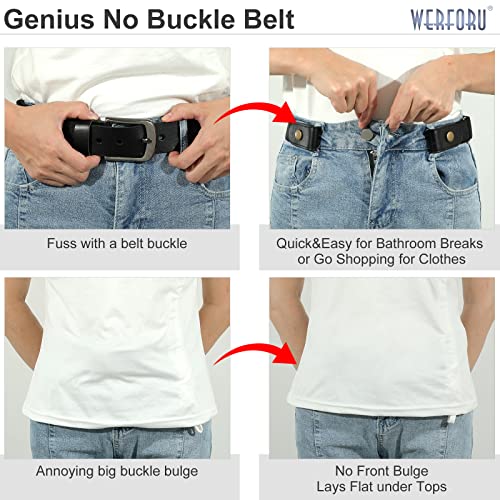 WERFORU No Buckle Show Belt for Men Buckle Free Stretch Belt for Jeans Pants 1.38 Inches Wide Father's Day Gift, Black, Pants Size 44-64 Inches - Image 2