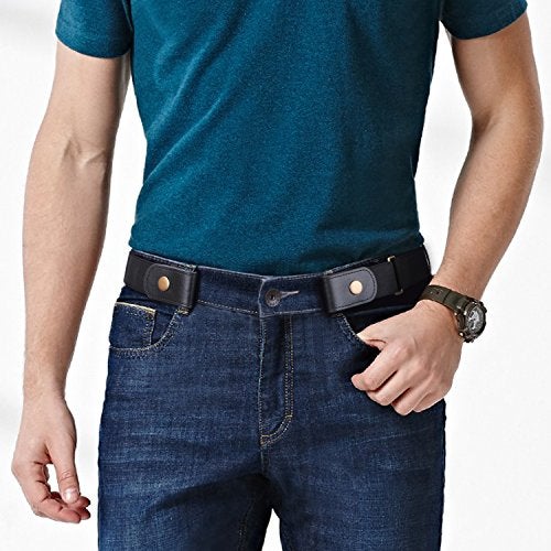 WERFORU No Buckle Show Belt for Men Buckle Free Stretch Belt for Jeans Pants 1.38 Inches Wide Father's Day Gift, Black, Pants Size 44-64 Inches - Image 5