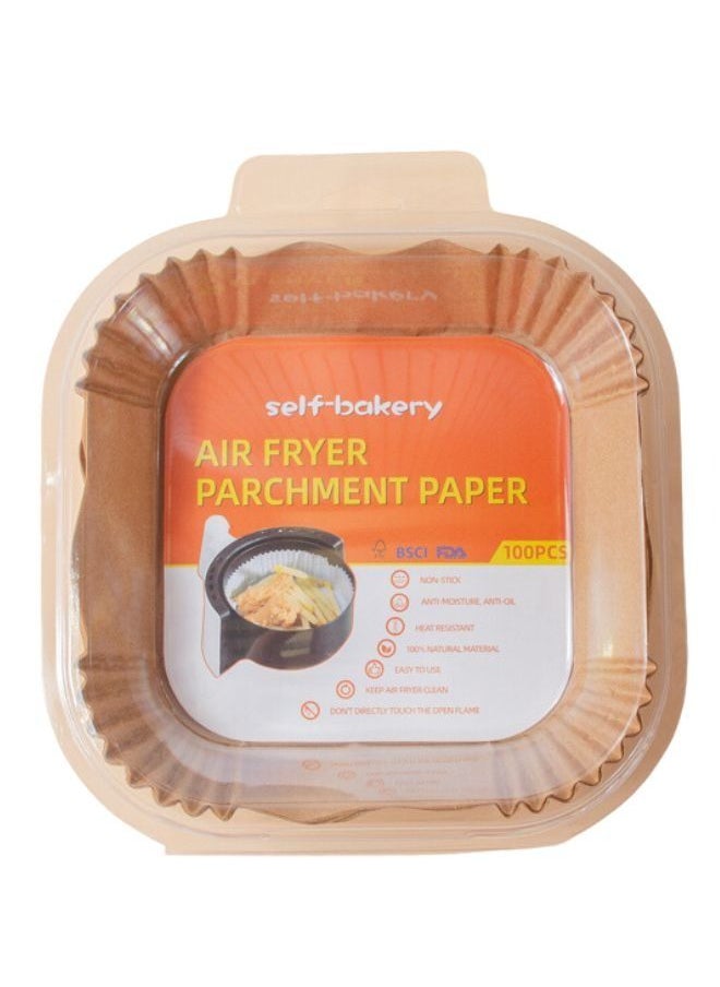 Draxon - Air Fryer Baking Paper Approved by (ISO 9001, FDA, FSC) Disposable Non Stick unbleached oil proof paper liner for cooking, baking, Roasting and Microwave (100 PCS Square 16-20 CM) - Image 1