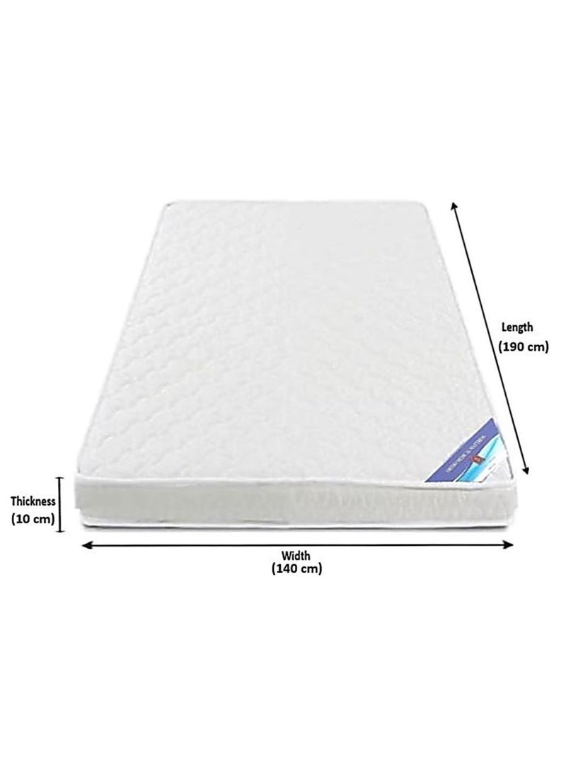 AL WADI FURNITURE Double Size Medicated Mattress, Comfort Back Support, Reversible Use Option, Polyester Fabric, 140W x 190L x 10H cm - White  - Image 2