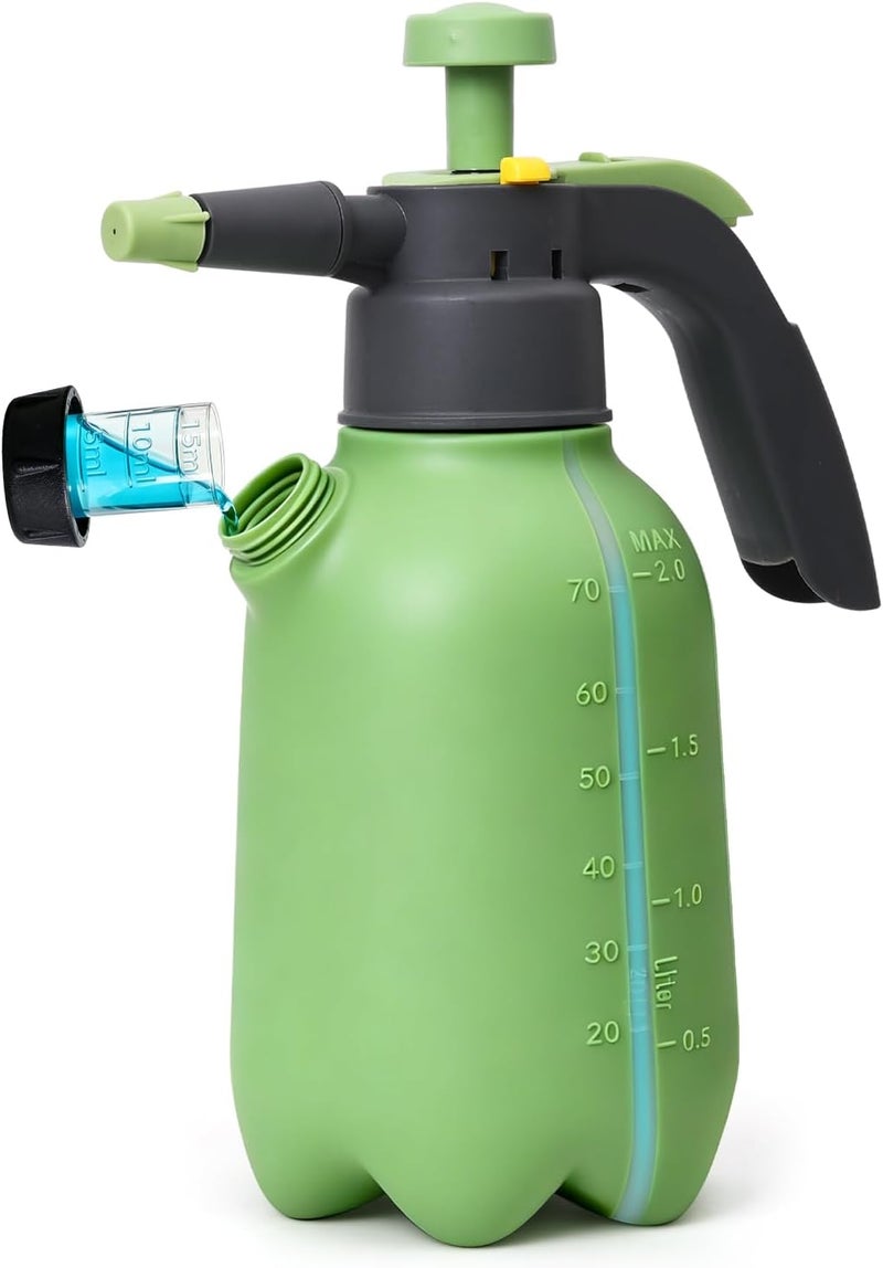 T4U Pump Sprayer 1/2 Gallon, PP Hand Pump Pressure Sprayer for Home Garden Plant Care and Household Cleaning, with Built-in Measuring Cup & Adjustable Nozzle, Suitable for Fertilizers & Common Garden Repeated assemble detach compatible - Image 1