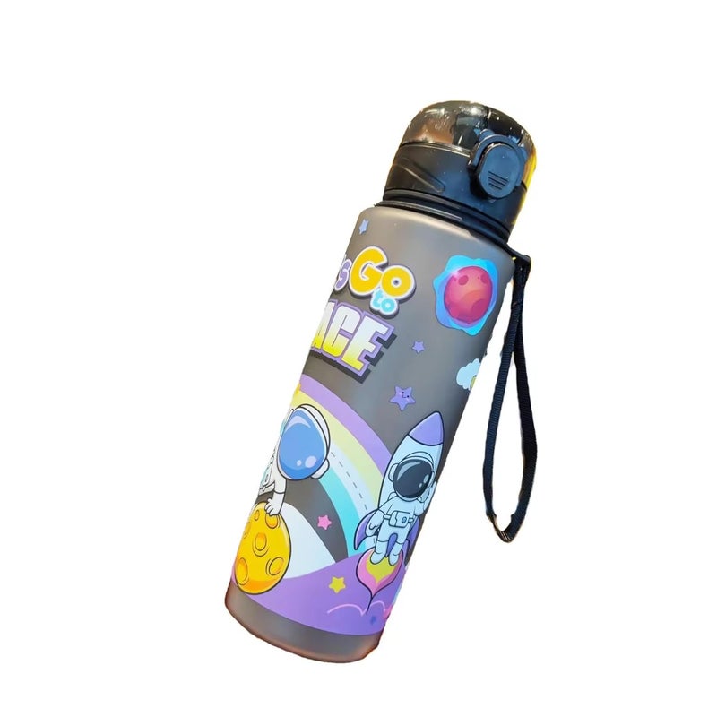 MINNIKOO Minnikoo Lets Go Space Flask 500 Ml LeakProof Bottle Hot Cold Wide Mouth EasyToOpen Water Bottle BLACK - Image 1