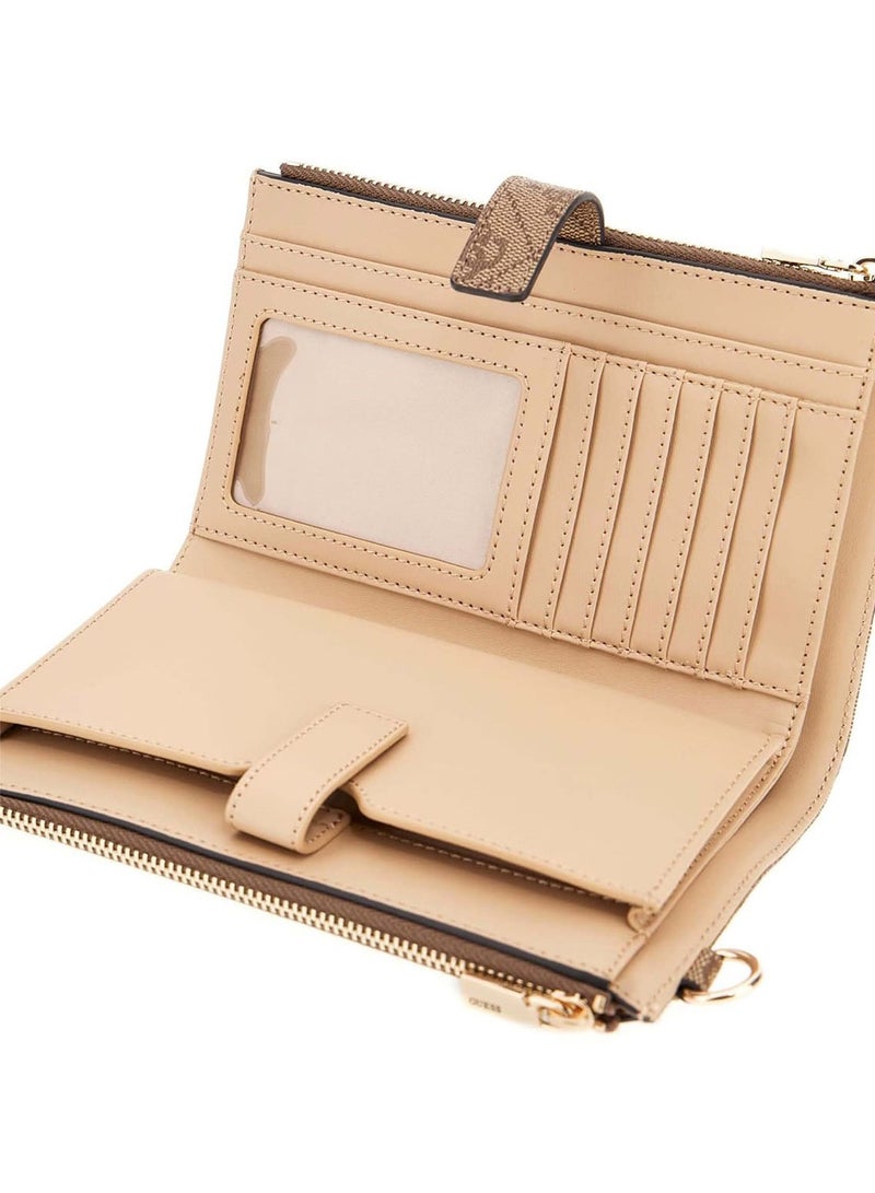 Guess Logo Print Women's Wristlet Wallet Organizer with Gold Triangle Hardware - Image 5