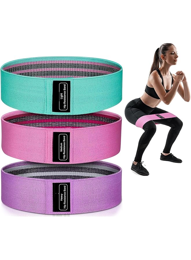 Resistance Band Set, 3 PCS Non-slip Resistance Bands, Resistant Exercise Workout Bands for Women and Men, Stretch Bands for Booty Legs, Pilates Flexbands (Green, Pink, Purple)