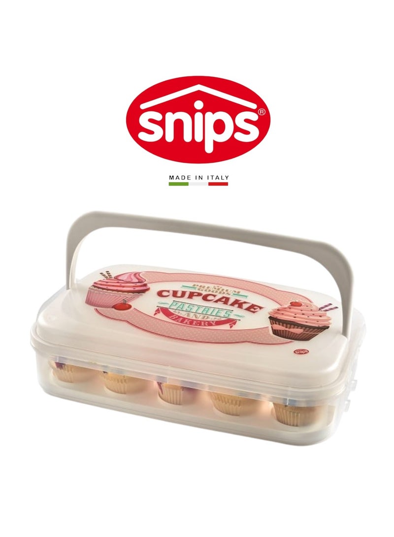 Snips 14-Cupcake Holder with Reversible Tray & Handle – 7L, Made in Italy - Image 1