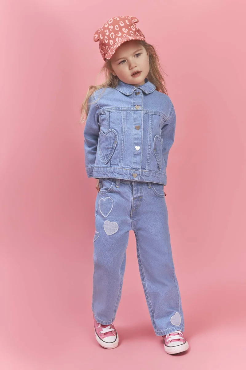ديفاكتو Baby Girl Heart Patch Cotton Jeans