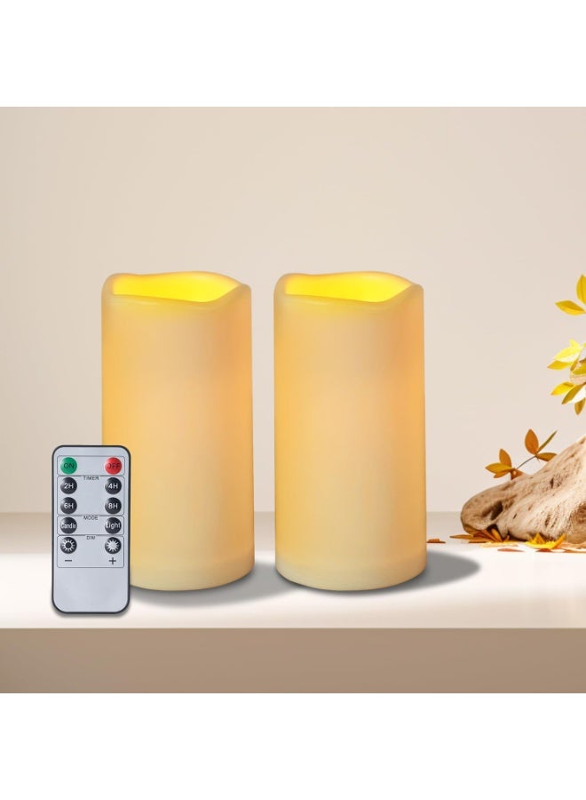 ECLux Flickering Flameless Candles Waterproof Large (D 3" x H 6") LED Candles, 2Pcs Pillar Outdoor Indoor Battery Operated Candles with Remote for Home/Wedding/Christmas/Holiday Décor - Image 1