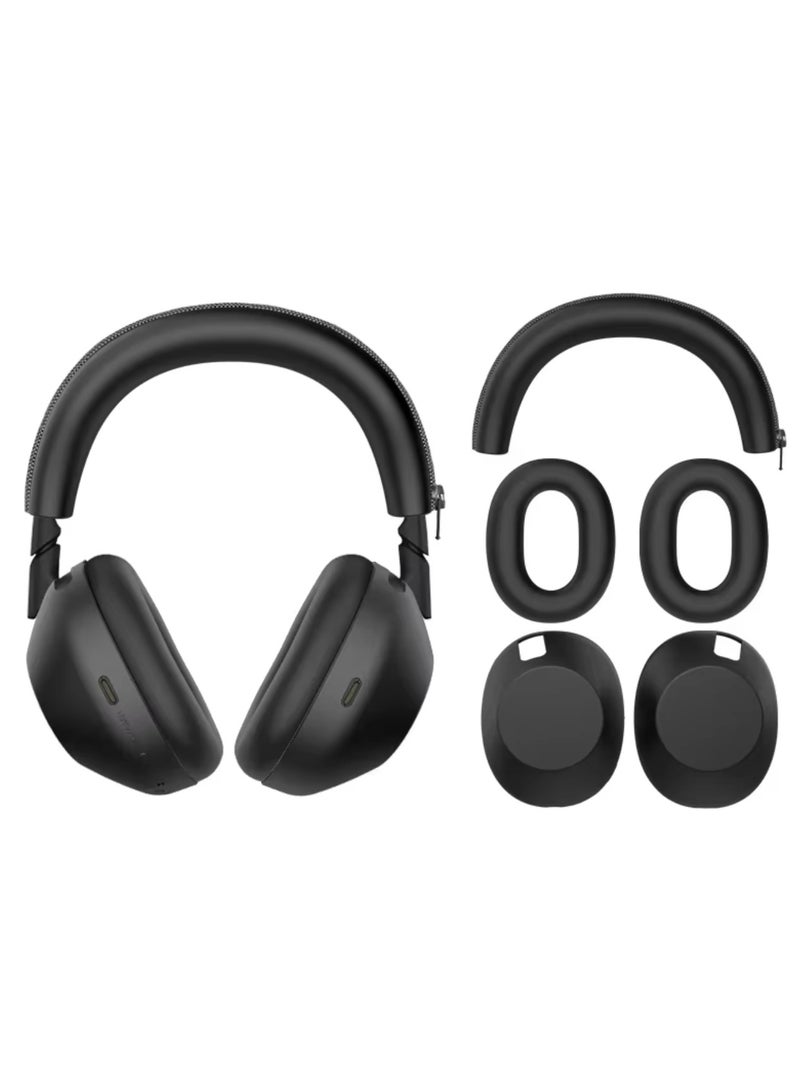 Headphone Cover for Sony WH-1000XM6 3-in-1 Silicone Case Skin Full Set Headband Protector Inner Outer Ear Cushion Covers For Sony WH-1000 XM6 Accesories (Black) - Image 1