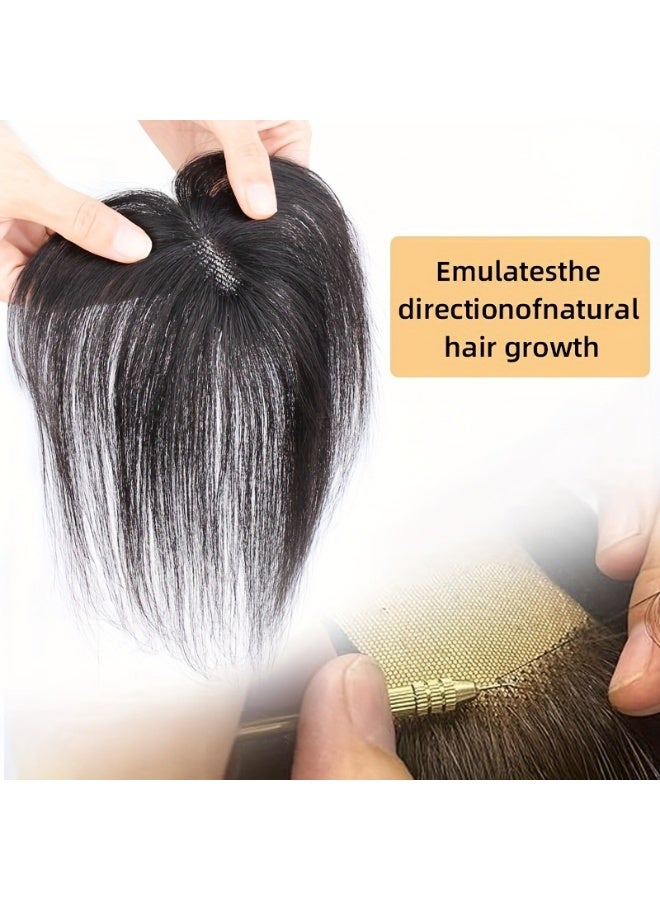 إستيل وصلة شعر علوية من الدانتيل السويسري قابلة للتهوية للنساء، قطع شعر بشري لتخفيف الشعر وإضافة الحجم وتغطية الشعر الرمادي (غرة هامشية) - Image 3