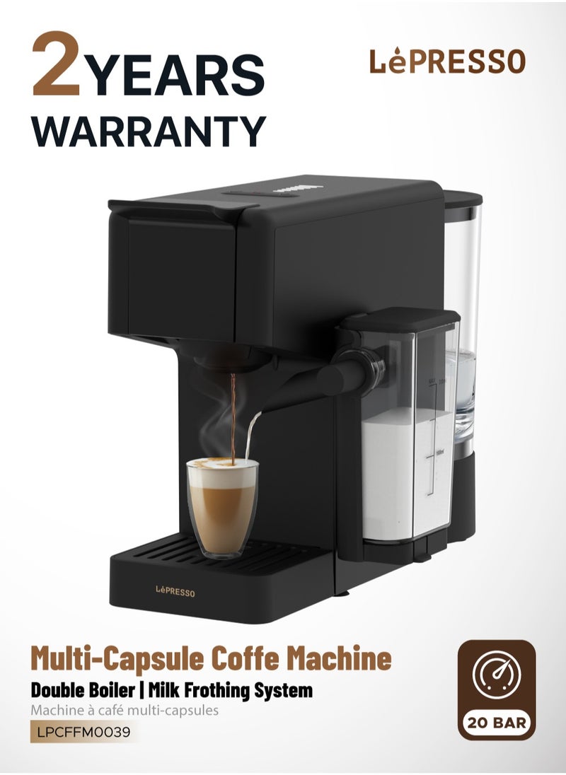 LePRESSO Crema Pro Multi-Capsule 850mL Coffee Machine with Multi-Capsule Support and Special Cream System / Coffee Maker with Milk Frother and Dual Boiler System / 20 bar Pump Pressure / Dual Boiler System / Water Volume Level - Black  - Image 1