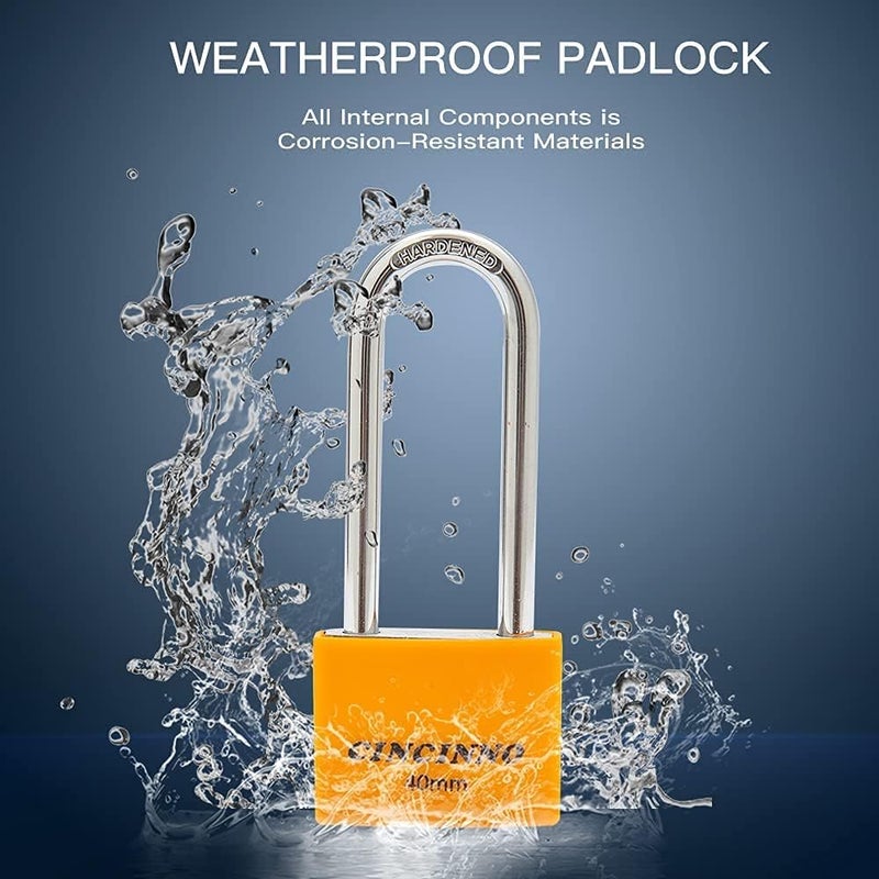 CINCINNO Covered Aluminum Key Lock, Extra Long Shackle Pad Lock with Same Key for Sheds, Storage Unit, School Gym Locker, Toolbox, 12 Pack - Image 5