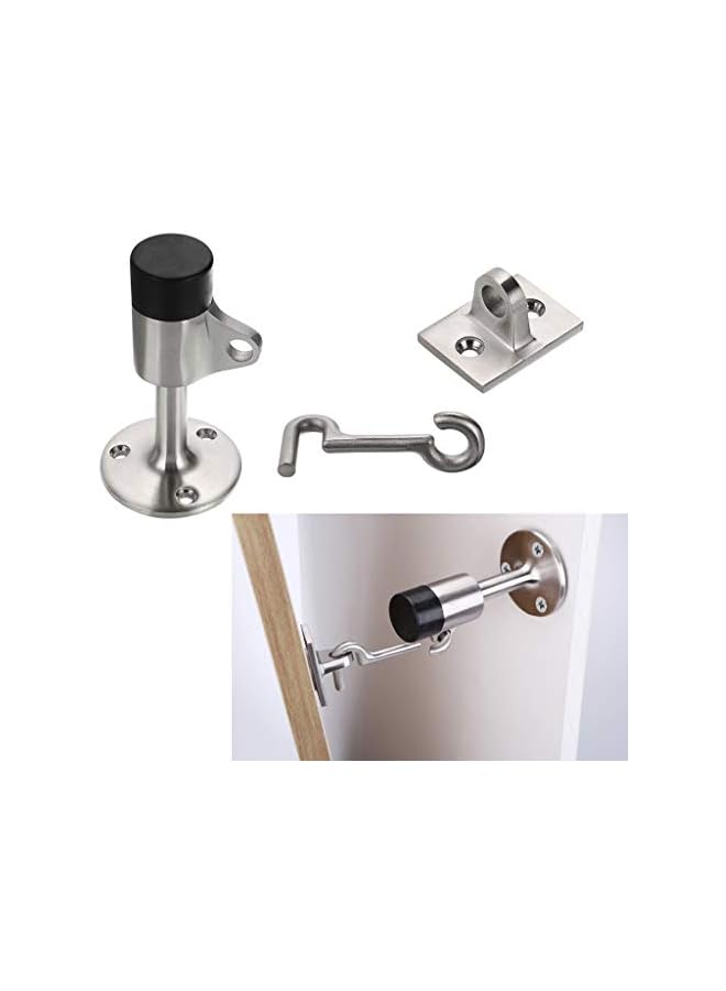 PROMASS promass Stainless Steel Door Stopper with Hook Contemporary Safety Doorstops with Sound Dampening Rubber Bumper - Wall Mounted Door Holder with Hardware Screws Brushed Finish 3.5 Inch in Height  - Image 4