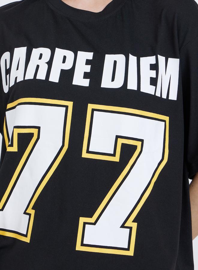 Take Two Black Oversized Graphic Print T-Shirt - Image 3