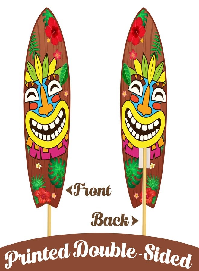 اوموني 17 قطعة من أعواد تزيين طاولة بار هاواي تيكي، زينة حفلات لواو على شكل لوح تزلج، زينة طاولة شاطئ تيكي، زينة طاولة حفلات أعياد ميلاد ألوها، لوازم حفلات العطلات الصيفية - Image 3