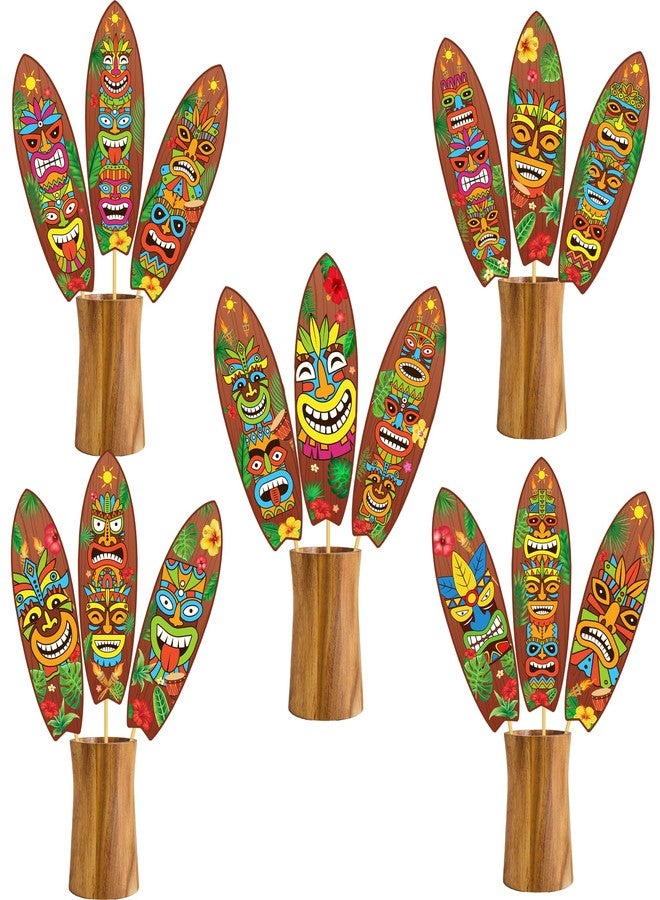 اوموني 17 قطعة من أعواد تزيين طاولة بار هاواي تيكي، زينة حفلات لواو على شكل لوح تزلج، زينة طاولة شاطئ تيكي، زينة طاولة حفلات أعياد ميلاد ألوها، لوازم حفلات العطلات الصيفية - Image 2