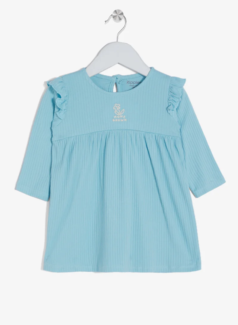 ريبلز مع نمشي طقم بناتي قطعتين بلوزة بأكمام طويلة وسروال