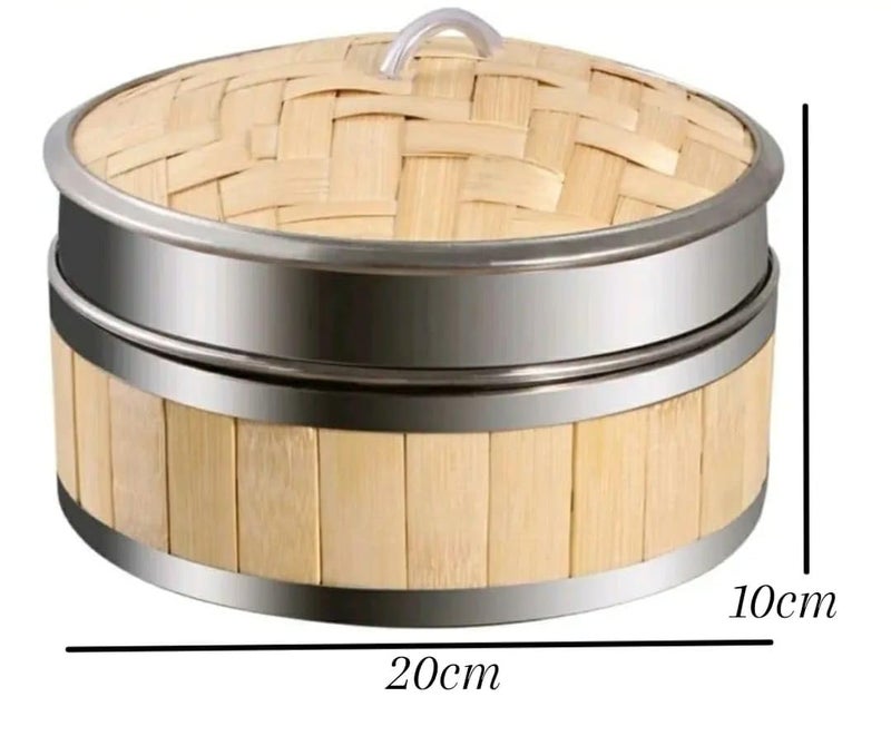 Shoppers Hub PNQ Premium 20cm (8 Inches Diameter Approx) SS Ring Dimsum Basket With Lid for Steaming Momos, Dumplings, Bao Buns, Mandus and Ideal Heavy Duty Use In Homes, Hotels, Restaurants, Cafes and Other Commercial Places  - Image 2