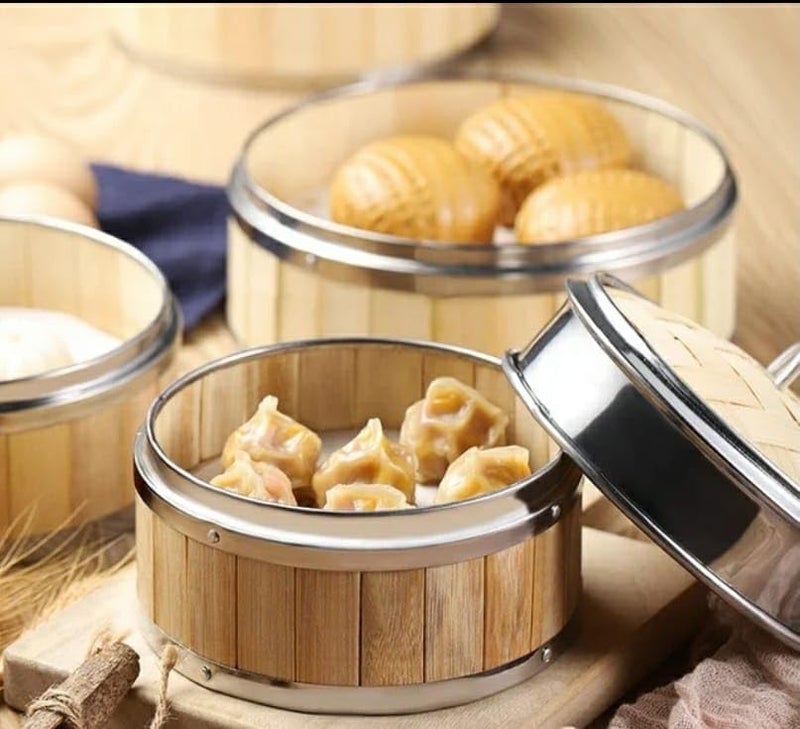 Shoppers Hub PNQ Premium 20cm (8 Inches Diameter Approx) SS Ring Dimsum Basket With Lid for Steaming Momos, Dumplings, Bao Buns, Mandus and Ideal Heavy Duty Use In Homes, Hotels, Restaurants, Cafes and Other Commercial Places  - Image 5
