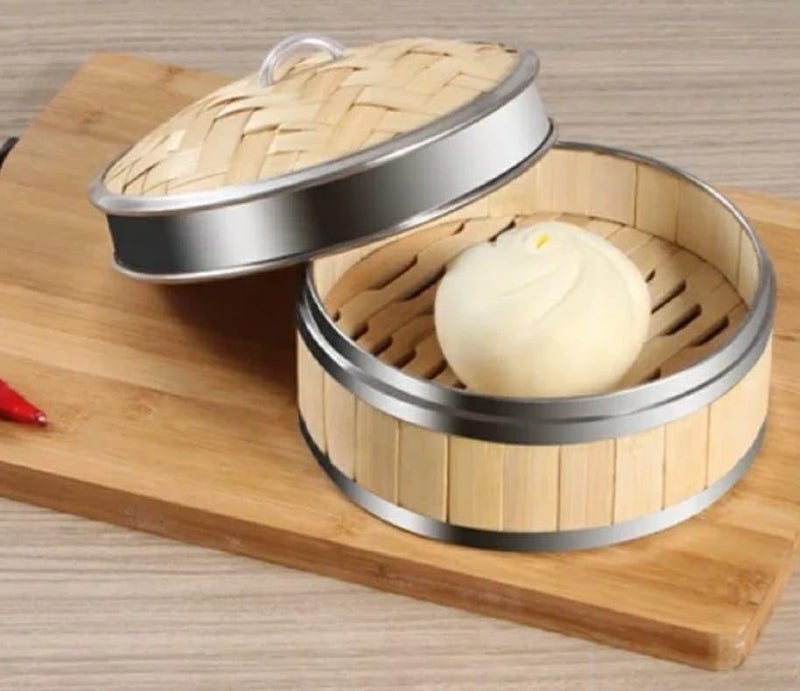 Shoppers Hub PNQ Premium 20cm (8 Inches Diameter Approx) SS Ring Dimsum Basket With Lid for Steaming Momos, Dumplings, Bao Buns, Mandus and Ideal Heavy Duty Use In Homes, Hotels, Restaurants, Cafes and Other Commercial Places  - Image 3