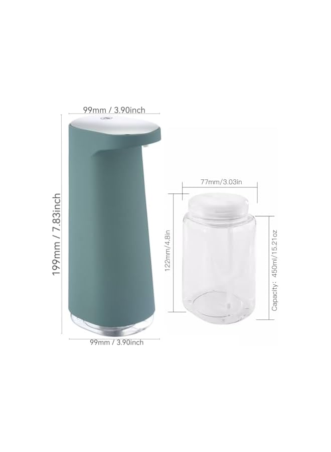 450ml Automatic Soap Dispenser Ipx4 Waterproof Rating Bathroom Hand Soap Dispenser USB Rechargeable with Infrared Motion Sensor for Bathroom, Kitchen, Office (Light Green) - Image 2