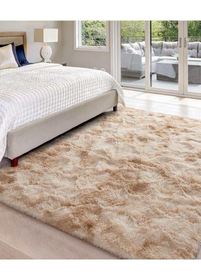 Optico Modern Rugs Fluffy Soft Touch Area Rug Carpet Large for Living Room Bedroom Floor Mat Super Soft Fluffy Area Carpet Anti-Slip Plush Carpet High Pile Tie Dye Carpet for Living Room Bedroom Kids Room - Image 5