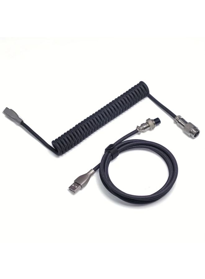 60 Inch White Braided Coiled USB A To Type C Cable For Mechanical Keyboard - Image 5