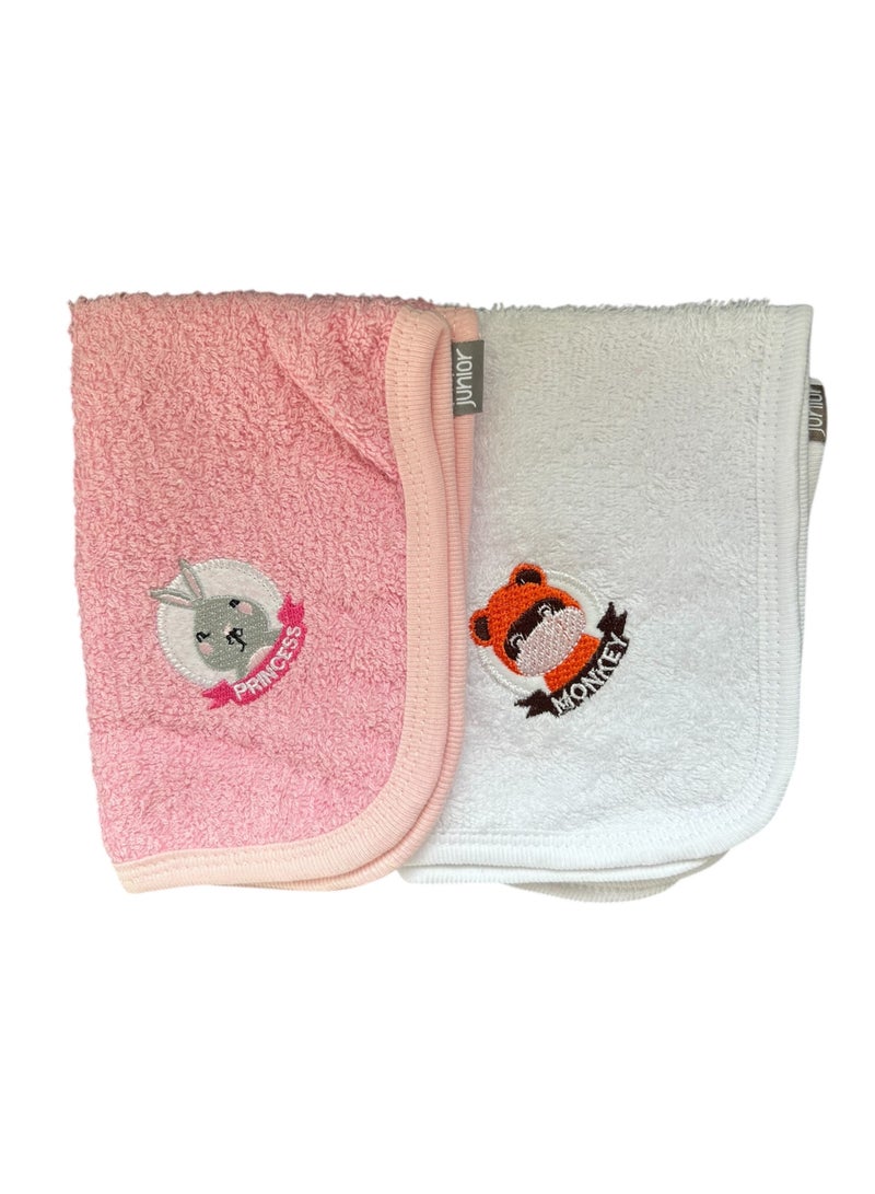 Baby towels - pink & white