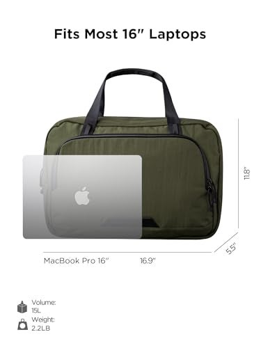 ALPAKA Bravo Brief - 16 Inch Laptop Briefcase, Green Computer Bag with Weatherproof Axoflux 400D Fabric, Messenger Bag for Men and Women, Business Shoulder Bag for Work Travel - Image 3