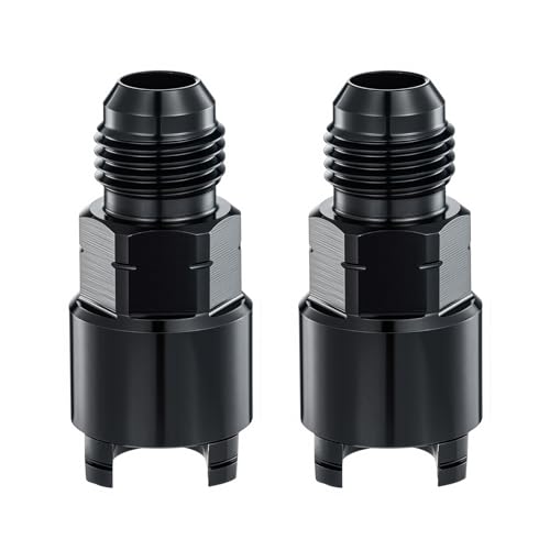 ROSY PIXEL Fuel Adapter Connector 2 Pieces 6AN Male Flared to 38 Quick ConnectDisconnect Female Push EFI Connector Aluminum AN638 Blackblack - Image 1