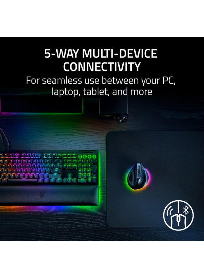 Razer Pro Click V2 Vertical Wireless Mouse: 6 Button Ergonomic Design - One Click AI Prompt - Long Battery Life - Multi Device Connectivity via 2.4GHz, Bluetooth, or USB C Wired Mode - Chroma RGB - Image 4