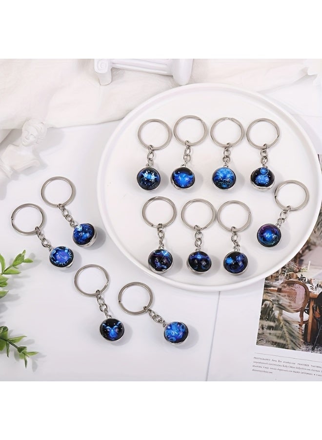 1pcs 3D Dreamy Glow-in-the-Dark Zodiac Keychain, Timeless Synthetic Gemstone Twelve Constellation Key Chain, Daily Travel Outdoor Car Key Pendant（Capricorn） - Image 4