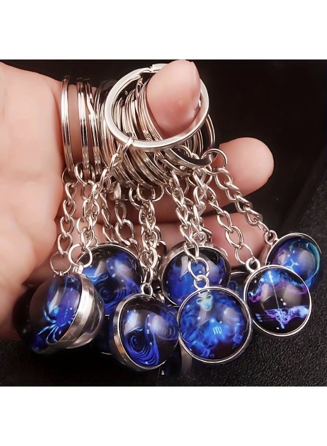 1pcs 3D Dreamy Glow-in-the-Dark Zodiac Keychain, Timeless Synthetic Gemstone Twelve Constellation Key Chain, Daily Travel Outdoor Car Key Pendant（Capricorn） - Image 5