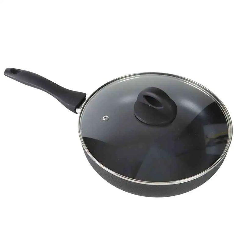 Beefit Non Stick Deep Fry pan, Heavy Gauge Aluminium Frying Pan With Glass Lid- 28cm