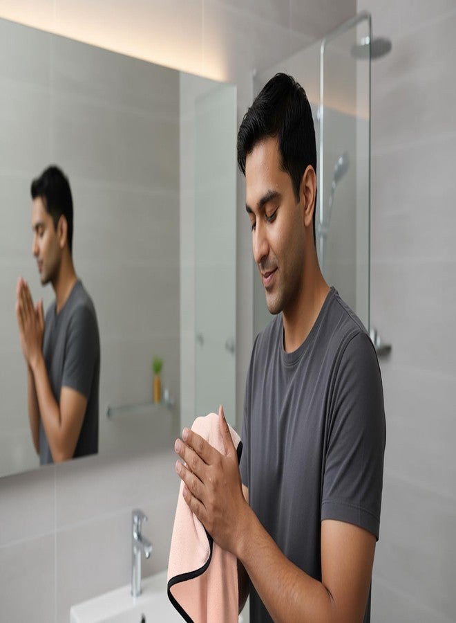 SOFTSPUN Microfiber Face & Hand Towel 2 Pc 280 GSM 40X60 Light Pink! Ultra Absorbent Super Soft & Lightweight Quick Drying for Men & Women Daily Use Unisex. - Image 1