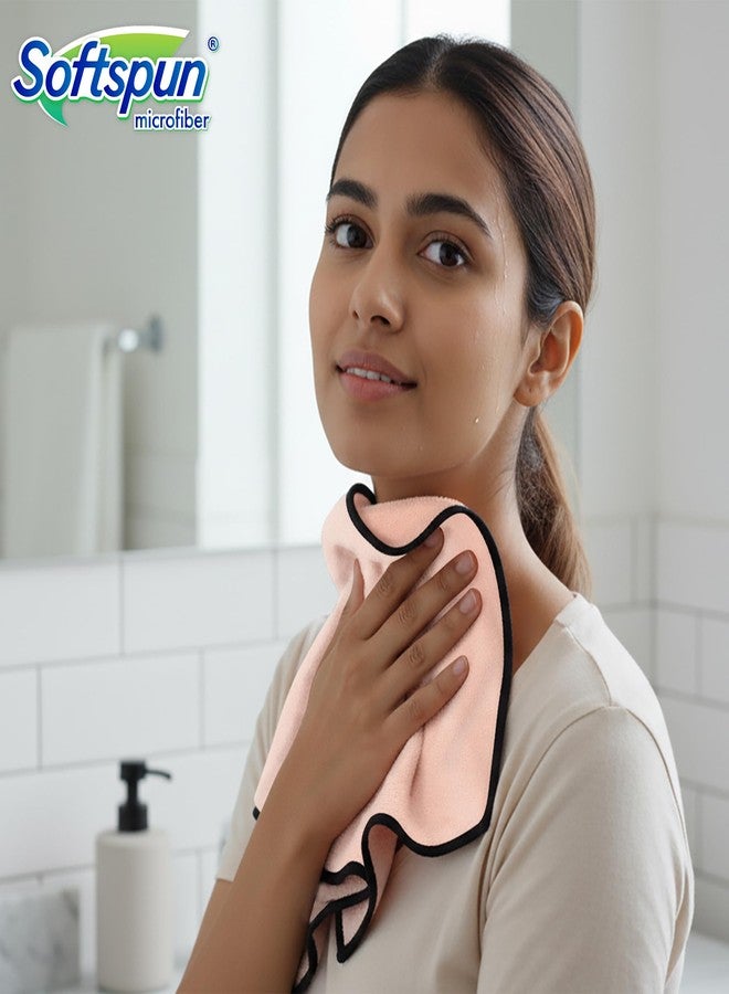 SOFTSPUN Microfiber Face & Hand Towel 2 Pc 280 GSM 40X60 Light Pink! Ultra Absorbent Super Soft & Lightweight Quick Drying for Men & Women Daily Use Unisex. - Image 2