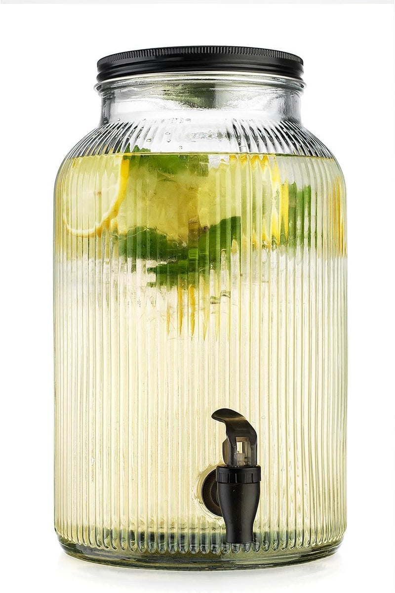 Wringo 3 Litre Glass Iced Drink Dispenser with Spout Tap Black Steel Lid 3000ML Cold Beverage Dispenser for Beer Water Cocktails Detox Drinks More Perfect for Parties Events WA04 - Image 2