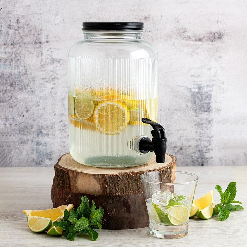 Wringo 3 Litre Glass Iced Drink Dispenser with Spout Tap Black Steel Lid 3000ML Cold Beverage Dispenser for Beer Water Cocktails Detox Drinks More Perfect for Parties Events WA04 - Image 4