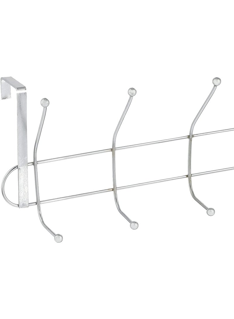 Loquat Over Door 6 Hooks Coat Hanger – Heavy Duty Chrome Hook Rack for Coats, Towels, Hats – Rust-Resistant Hanging Organizer – No Drilling Required - Image 3