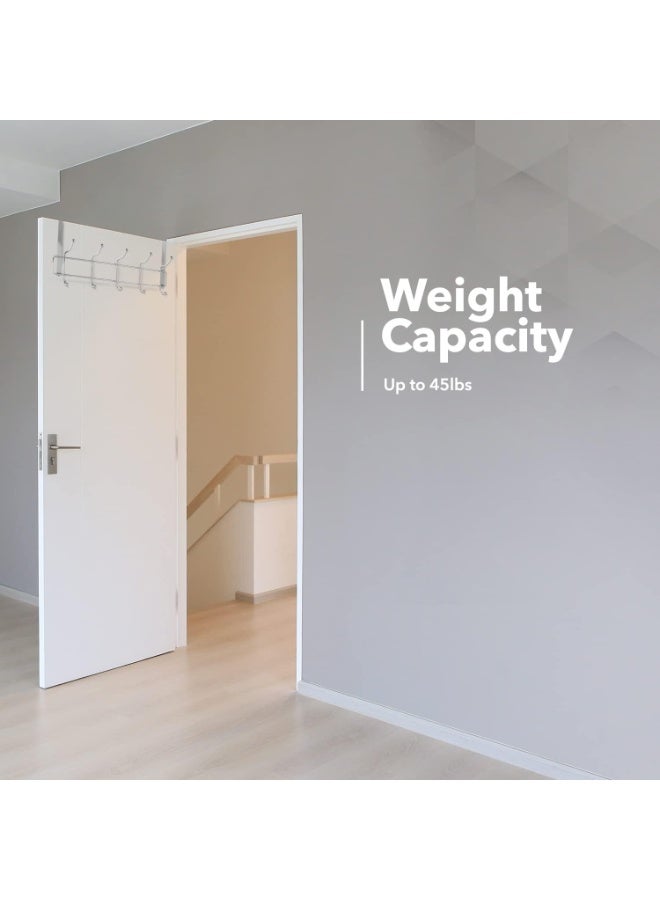 Loquat Over Door 6 Hooks Coat Hanger – Heavy Duty Chrome Hook Rack for Coats, Towels, Hats – Rust-Resistant Hanging Organizer – No Drilling Required - Image 4