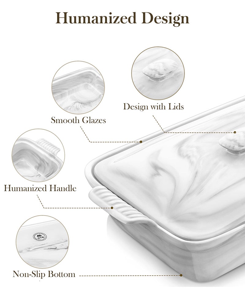 MALACASA Casserole Dish With Lid, 3.4 Quart Baking Dish With Lid, Lasagna Pan Deep Ceramic Bakeware Covered Casserole Dish, Microwave, Oven Safe, Series BAKE-GREY - Image 5