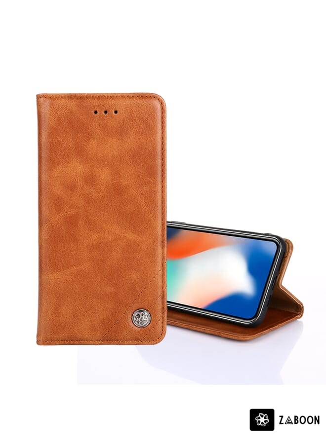 Zaboon Protective Case For Meizu Note 9 Non-Magnetic Retro Texture Leather - Image 1