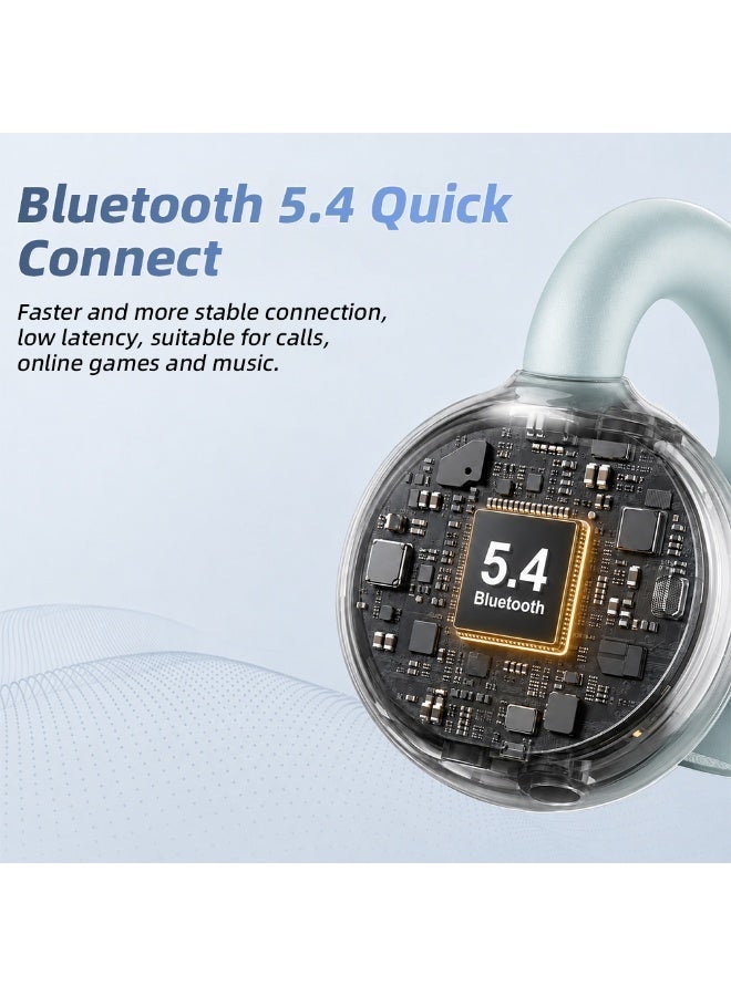 caijin Open-back Bluetooth 5.4mm clip-on earphones with microphone, 56-hour battery life, water resistant, clip-on design, clear sound quality, suitable for small ears, and ideal for sports, fitness, and running. - Image 3