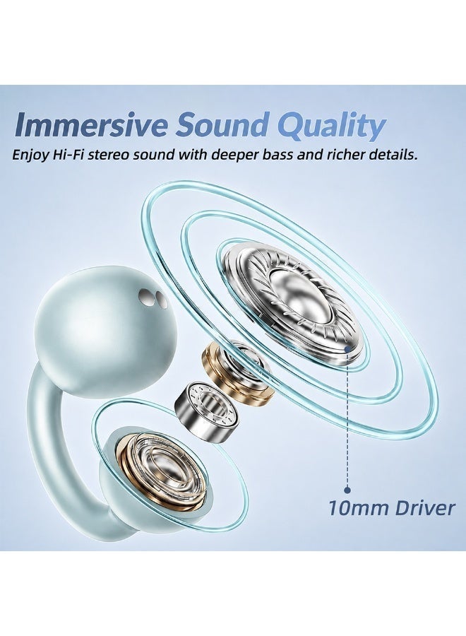 caijin Open-back Bluetooth 5.4mm clip-on earphones with microphone, 56-hour battery life, water resistant, clip-on design, clear sound quality, suitable for small ears, and ideal for sports, fitness, and running. - Image 4
