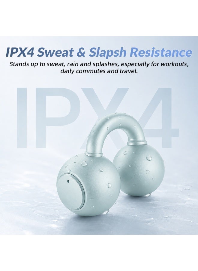 caijin Open-back Bluetooth 5.4mm clip-on earphones with microphone, 56-hour battery life, water resistant, clip-on design, clear sound quality, suitable for small ears, and ideal for sports, fitness, and running. - Image 5