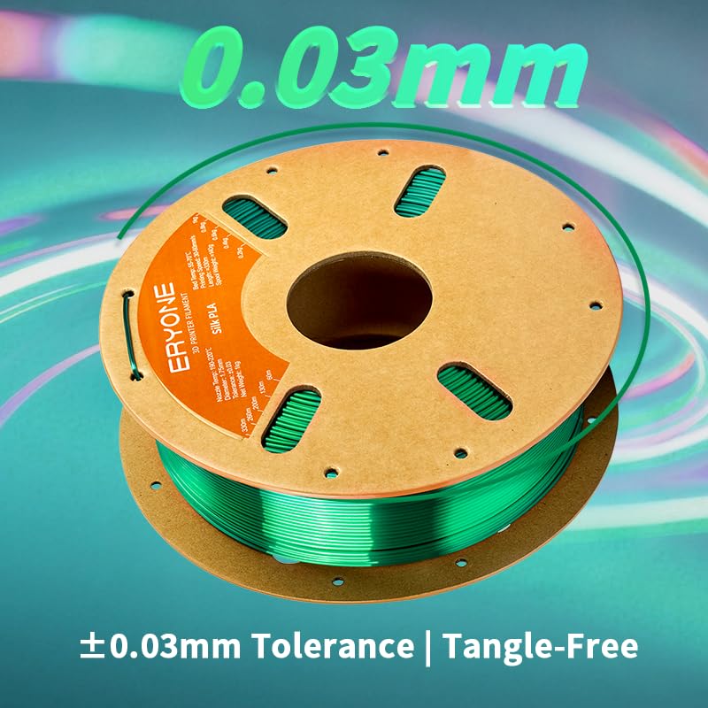 ERYONE Silk PLA Filament for 3D Printer, 1.75mm +/- 0.03mm, 1kg (2.1LBS)/Spool, Silk Christmas Green - Image 5